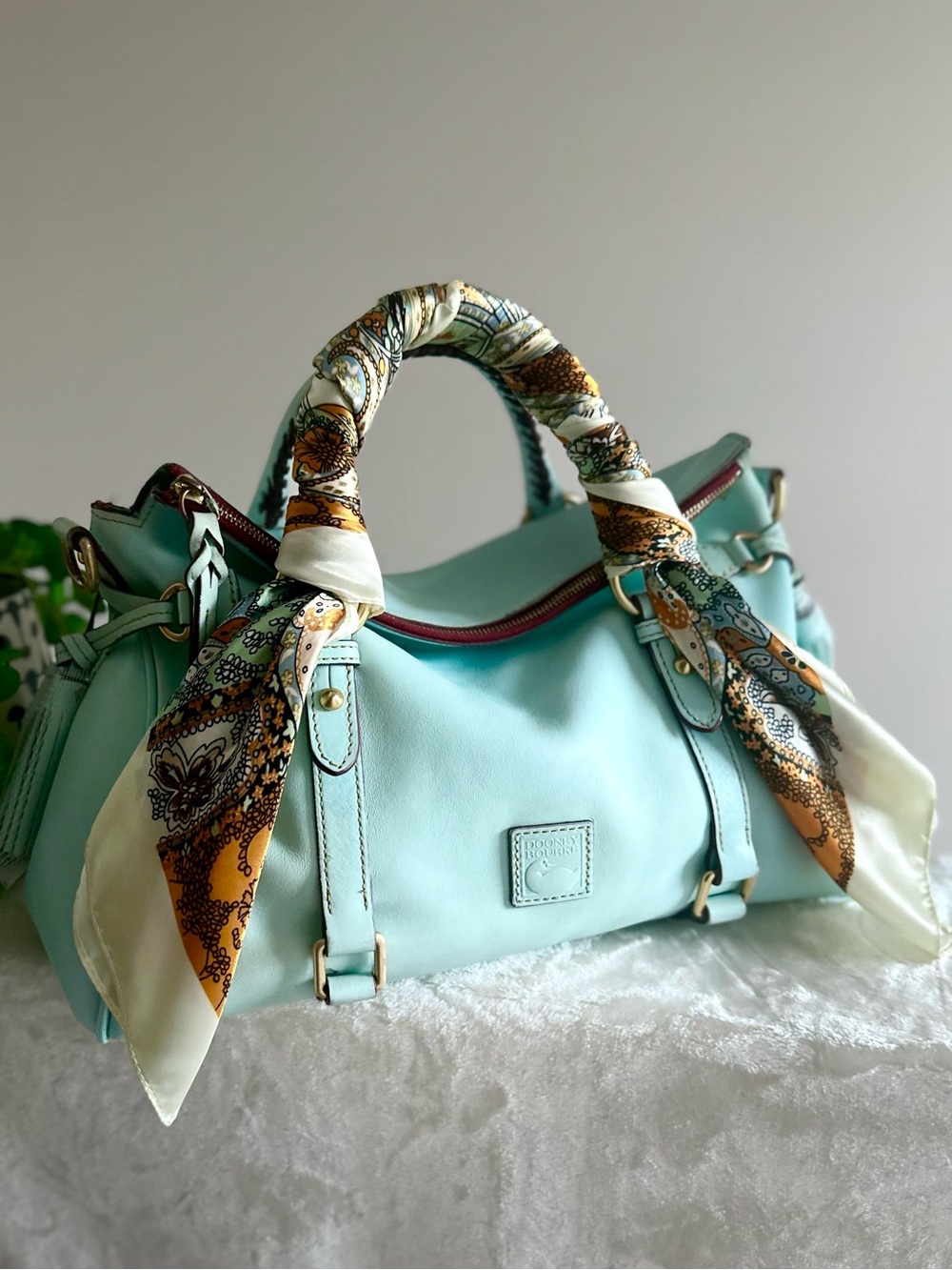 Dooney & Bourke Leather Florentine Satchel in Pale Blue - Picture 15 of 15